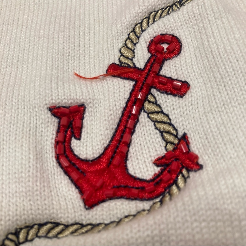 3/$20 90s Alfred Dunner Knit Zip Up Nautical Top Cardigan Womens Small Anchor - Picture 6 of 9
